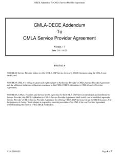 Microsoft WordV1.0 CMLA-DECE Addendum To CMLA Service Provider Agreement.doc