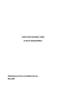 Tapin Tops National Park - plan of management