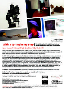 3 February 2015 For immediate release With a spring in my step |  Lily Ahlefeldt, Cassie Broad, Nicholas Hanisch,