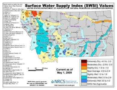 Surface Water Supply Index (SWSI) Values  RIVER INDEX & SWSI VALUES 1 Marias above Tiber Reservoir 2 Tobacco[removed]Kootenai Ft. Steele to Libby Dam -1 UNITED STATES DEPARTMENT OF AGRICULTURE NATURAL RESOURCES CONSERVATI