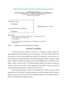 Some personal identifies have been redacted for privacy purposes United States of America OCCUPATIONAL SAFETY AND HEALTH REVIEW COMMISSION 1924 Building - Room 2R90, 100 Alabama Street, SW Atlanta, Georgia[removed]