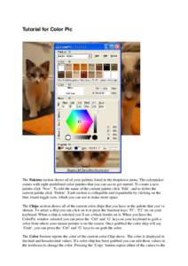Tutorial for Color Pic  The Palettes section shows all of your palettes listed in the dropdown menu. The colorpicker comes with eight predefined color palettes that you can use to get started. To create a new palette cli