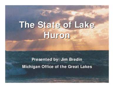 The State of Lake Huron Presented by: Jim Bredin Michigan Office of the Great Lakes  The Main