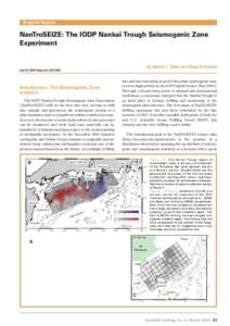 Progress Reports  NanTroSEIZE: The IODP Nankai Trough Seismogenic Zone Experiment  by Harold J. Tobin and Masa Kinoshita
