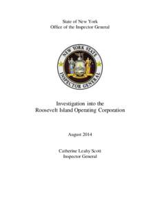 State of New York Office of the Inspector General Investigation into the Roosevelt Island Operating Corporation
