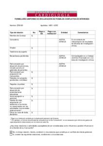 FORMULARIO UNIFORME DE DECLARACIÓN DE POSIBLES CONFLICTOS DE INTERESES  Nombre: EMAD Apellidos: ABU-ASSI