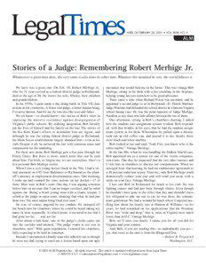 WEEK OF FEBRUARY 28, 2005 • VOL. XXVIII, NO. 9  Stories of a Judge: Remembering Robert Merhige Jr.