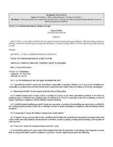 Document: Proposed Rule Source: November 1, 2000, Indiana Register, Volume 24, Number 2 Disclaimer: These documents were created from the files used to produce the official (printed) Indiana Register, however, these docu