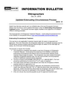 INFORMATION BULLETIN Chiropractors Oct. 21, 2010 Updated Extenuating Circumstances Process #[removed]