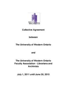 Collective Agreement between The University of Western Ontario and