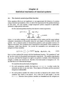 Chapter 18 Statistical mechanics of classical systems 18.1 The classical canonical partition function