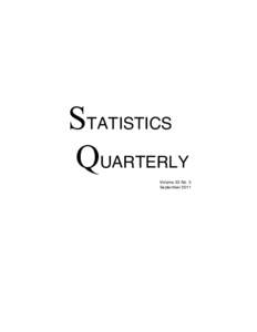 STATISTICS QUARTERLY Volume 33 No. 3 September 2011  Statistics Quarterly