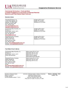 Licensed Propagators - University of Arkansas Patented Nectarines and Fresh Market Peaches