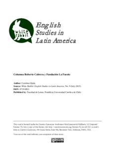 Eng lish Studies in La tin America Columna Roberto Cabrera y Fundación La Fuente Author: Carolina Ojeda