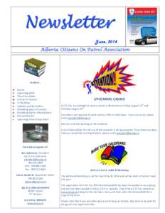 Newsletter June, 2014 Alberta Citizens On Patrol Association Content… Casino