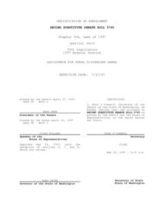 CERTIFICATION OF ENROLLMENT SECOND SUBSTITUTE SENATE BILL 5740 Chapter 366, Laws of[removed]partial veto) 55th Legislature 1997 Regular Session