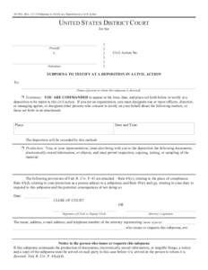 Subpoena to Testify at a Deposition in a Civil Action
