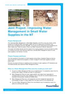 Microsoft Word - Fact sheet for Service Providers about the ~ Management in Small Water Supplies in the NT project.DOC