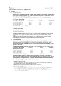 Preisliste  Stand vomalle Preisangaben verstehen sich incl. der gesetzl. MwSt.) 1.