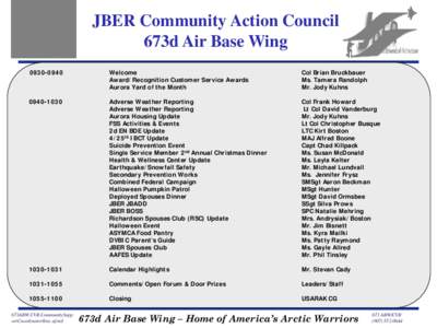 JBER Community Action Council 673d Air Base Wing[removed]Welcome Award/Recognition Customer Service Awards