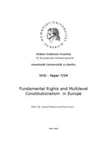 Walter Hallstein-Institut für Europäisches Verfassungsrecht Humboldt-Universität zu Berlin  WHI - Paper 7/04