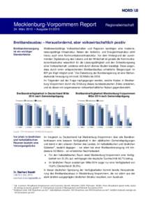 Mecklenburg-Vorpommern Report  Regionalwirtschaft 24. März 2015 • Ausgabe