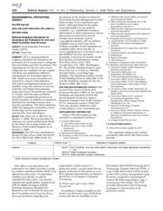 226  Federal Register / Vol. 73, No. 1 / Wednesday, January 2, [removed]Rules and Regulations ENVIRONMENTAL PROTECTION AGENCY