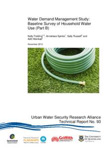 Water demand management study: baseline survey of household water use (Part B)