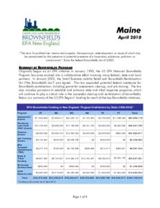 2010 Maine Funding Sheet, April 2010 | EPA New England 2010 Brownfields Grant Awards