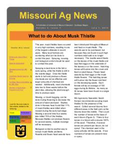 Missouri Ag News A Publication of University of Missouri Extension - Southeast Region V o l u m e 3 ,