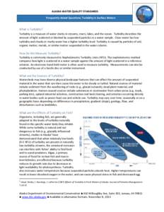 ALASKA WATER QUALITY STANDARDS Frequently Asked Questions: Turbidity in Surface Waters What is Turbidity? Turbidity is a measure of water clarity in streams, rivers, lakes, and the ocean. Turbidity describes the amount o