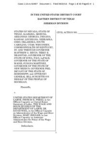 Case 1:16-cvDocument 1 FiledPage 1 of 30 PageID #: 1  IN THE UNITED STATES DISTRICT COURT EASTERN DISTRICT OF TEXAS SHERMAN DIVISION STATES OF NEVADA; STATE OF