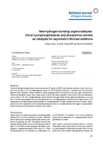 New hydrogen-bonding organocatalysts: Chiral cyclophosphazanes and phosphorus amides as catalysts for asymmetric Michael additions