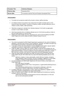 Procedure Title:  Infectious Diseases Effective Date: