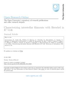 Open Research Online The Open University’s repository of research publications and other research outputs Characterizing interstellar filaments with Herschel in IC 5146