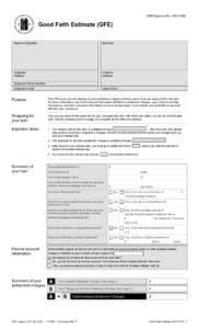 OMB Approval NoGood Faith Estimate (GFE) Name of Originator  Borrower