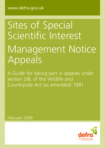www.defra.gov.uk  Sites of Special Scientific Interest Management Notice Appeals