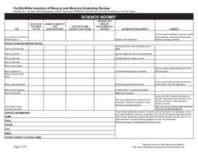 Inventory Tool - Mercury in Schools