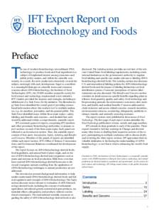 IFT Expert Report on Biotechnology and Foods