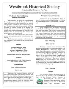 Westbrook Historical Society A Society That Preserves The Past Newsletter, Winter 2006, Philip E. Curran, Editor, 17B Dunn Street, Westbrook, MaineFriendship and sunshine cards