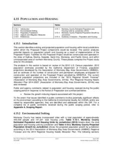 4.15 POPULATION AND HOUSING Sections Tables