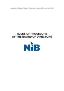 Rules of procedure of the Board of Directors