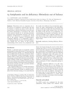 α2-Antiplasmin and its deficiency: fibrinolysis out of balance