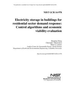 Electricity Storage in Buildings for Residential Sector Demand Response: Control Algorithms and Economic Viability Evaluation