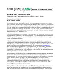 Pittsburgh / Black History Month / Geography of the United States / Pennsylvania / Association for the Study of African American Life and History / Geography of Pennsylvania / Carter G. Woodson