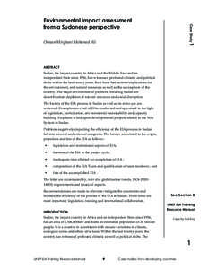 Case Study 1  Environmental impact assessment from a Sudanese perspective Osman Mirghani Mohamed Ali