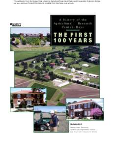 SB663 A  History of the Agricultural Research Center--Hays: The First 100 Years