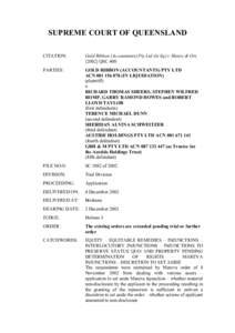 SUPREME COURT OF QUEENSLAND CITATION: Gold Ribbon (Accountants) Pty Ltd (in liq) v Sheers & OrsQSC 400