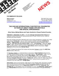 FOR IMMEDIATE RELEASE: Nick Harkin/Carly Leviton Carol Fox and Associates[removed]x[removed]removed] [removed]