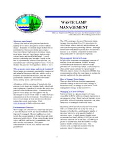 WASTE LAMP MANAGEMENT Delaware Department of Natural Resources and Environmental Control, Solid & Hazardous Waste Management Section  The EPA encourages the use of fluorescent lamps